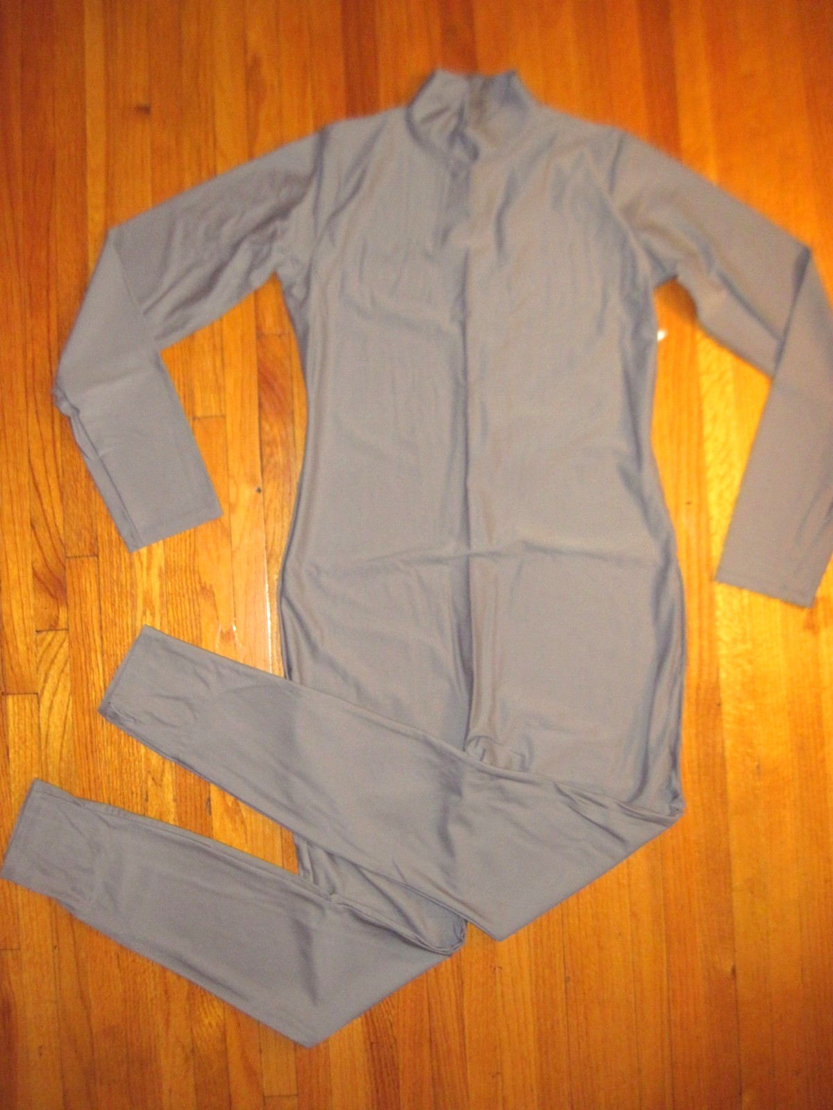 Bal Togs Charcoal Gray Spandex Long Sleeve T-Neck Foot Less Unitard Size XL NWT