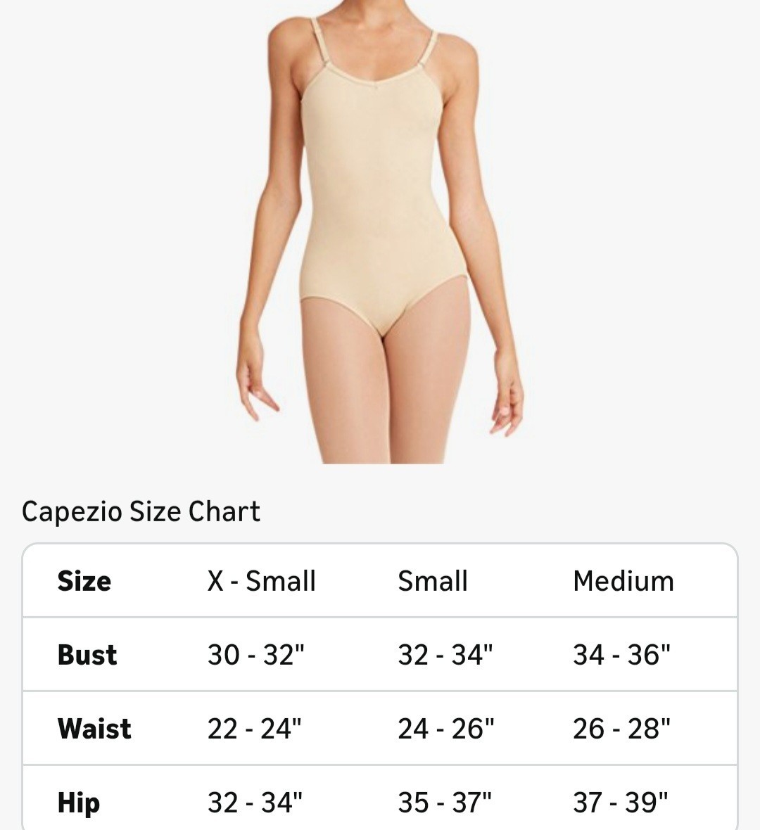 Capezio Women’s Camisole Leotard Adjustable Straps Nude Size Extra Small G23