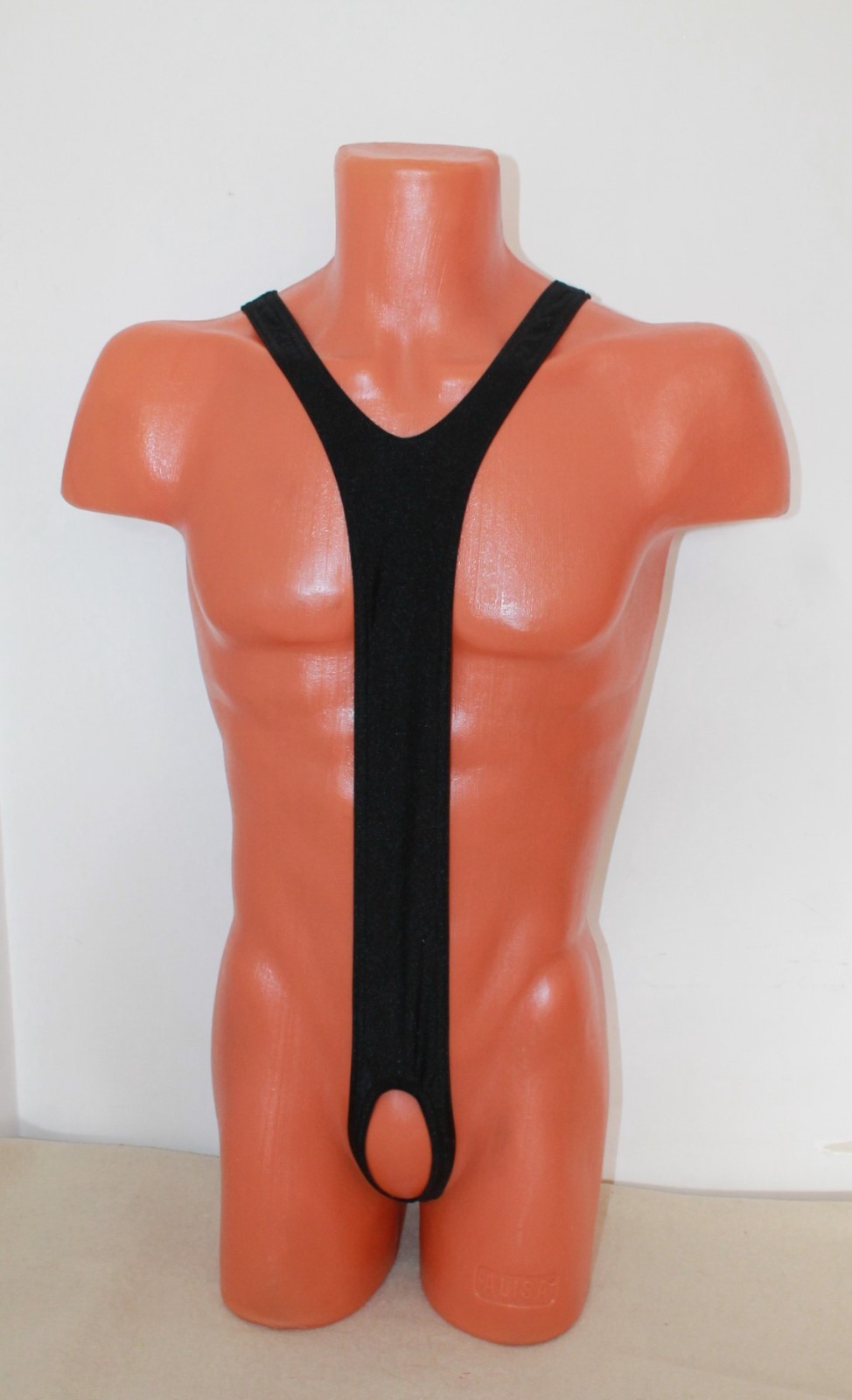 Men Thong Very Open Leotard 153-58 Hole Crotch Black Spandex One Size