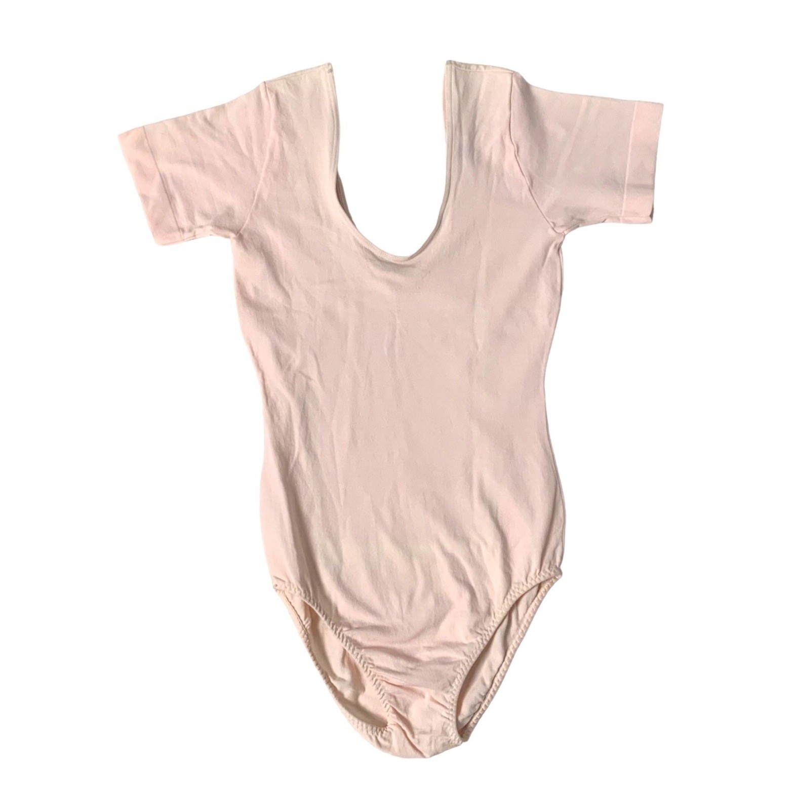 Danskin Adult Leotard Bodysuit Theatrical Pink Short Sleeve Scoop Neck M