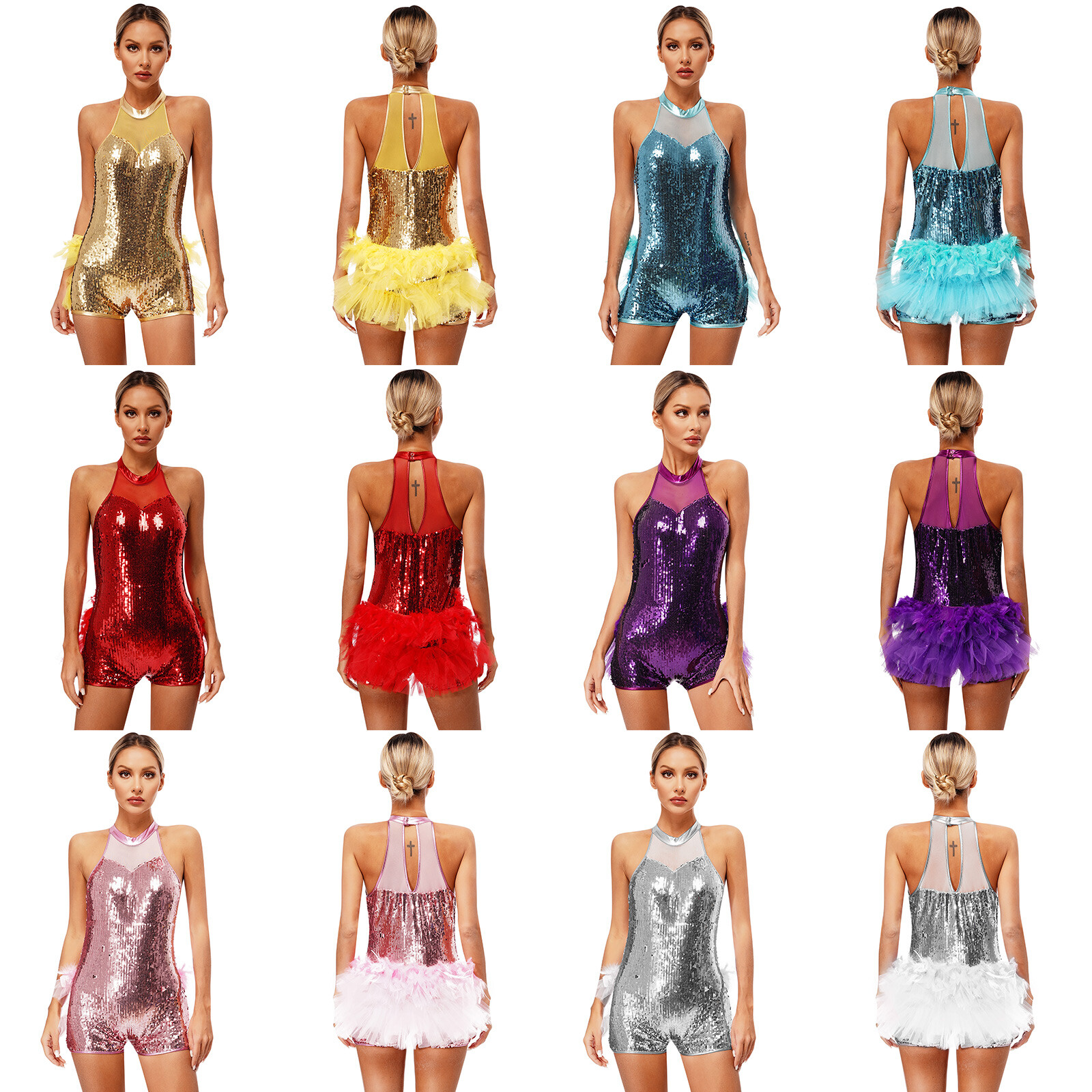 US Womens Carnival Jazz Bodysuit Ballet Festival Jumpsuit Pageant Dancewear