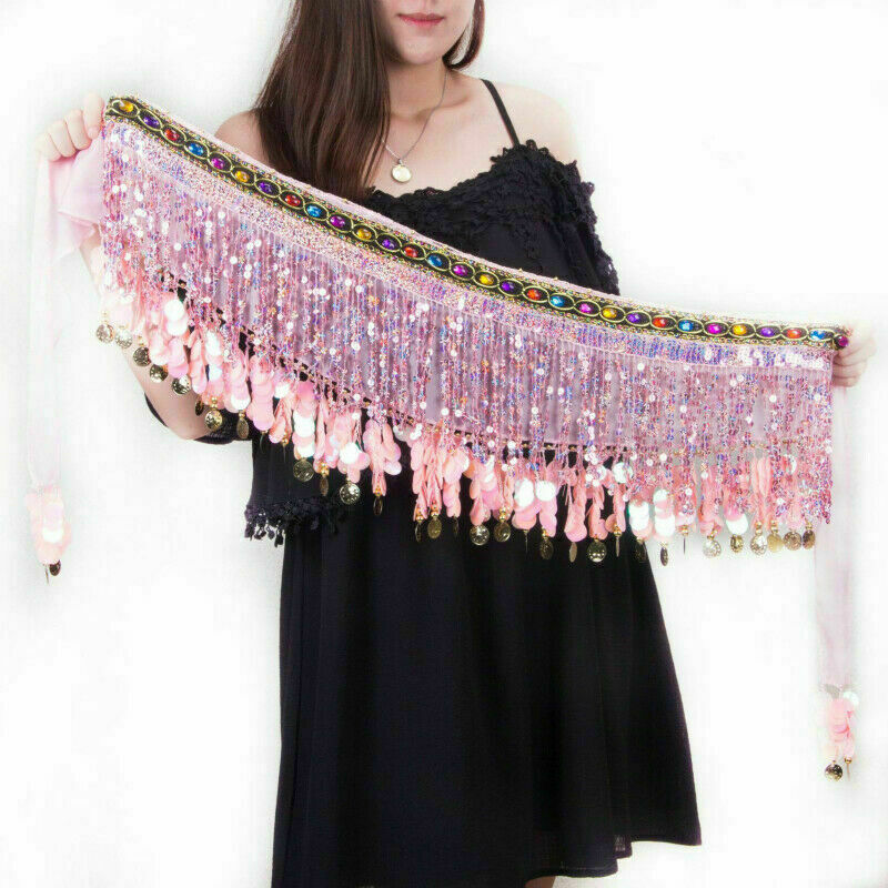 Women Belly Dancing Hip Scarf Wrap Tribal Belt Skirt Chain Fringe Tassel NR9