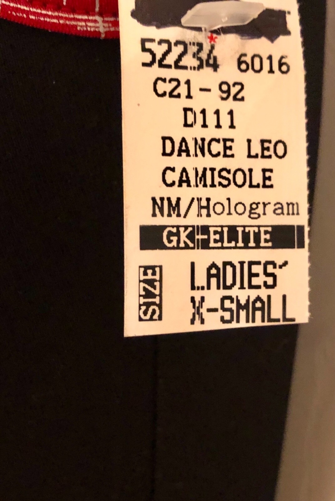 GK DANCE JAZZ ADULT X-SMALL BLACK NYLON RED MATRIX FOIL CAMI GYMNAST LEOTARD AXS
