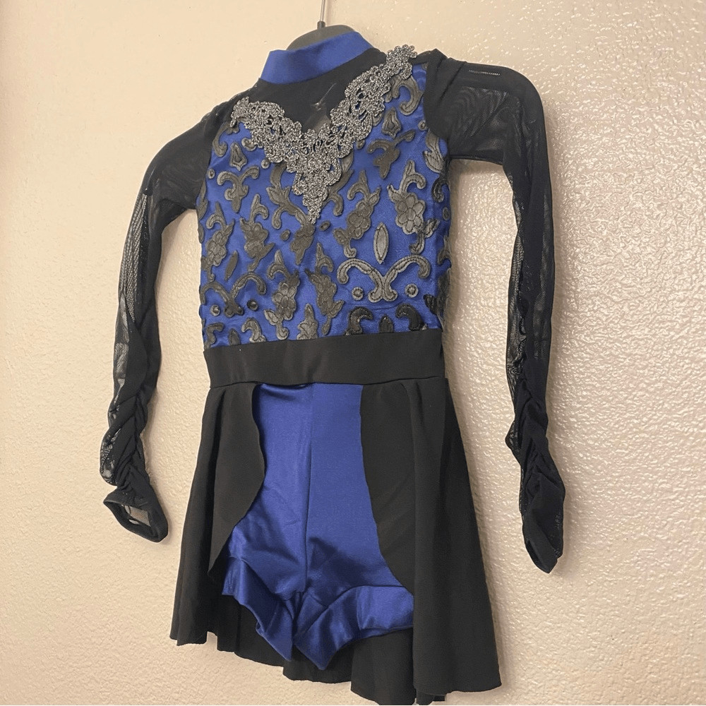WEISSMAN Dance costume blue black embroidered dress The Imitation Game 11466 SC