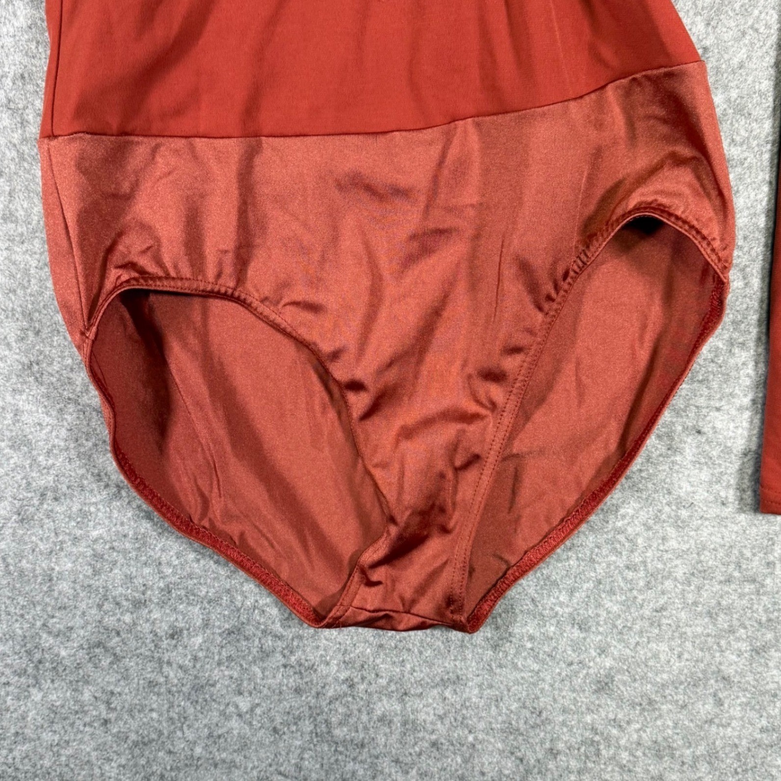 Weissman Leotard Womens Adult Medium Terracotta Long Sleeve Wrap Mesh Back 12555