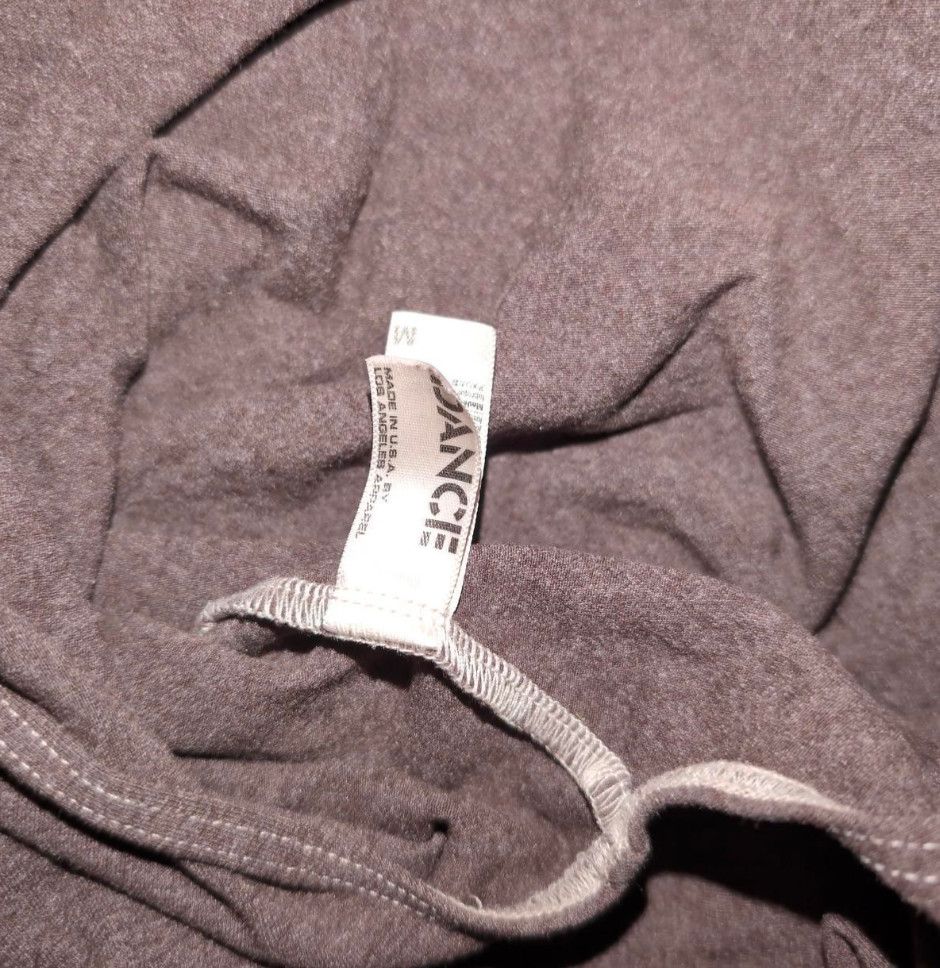 Los Angeles Apparel long sleeve leotard in grey-brown color, size M, high cut