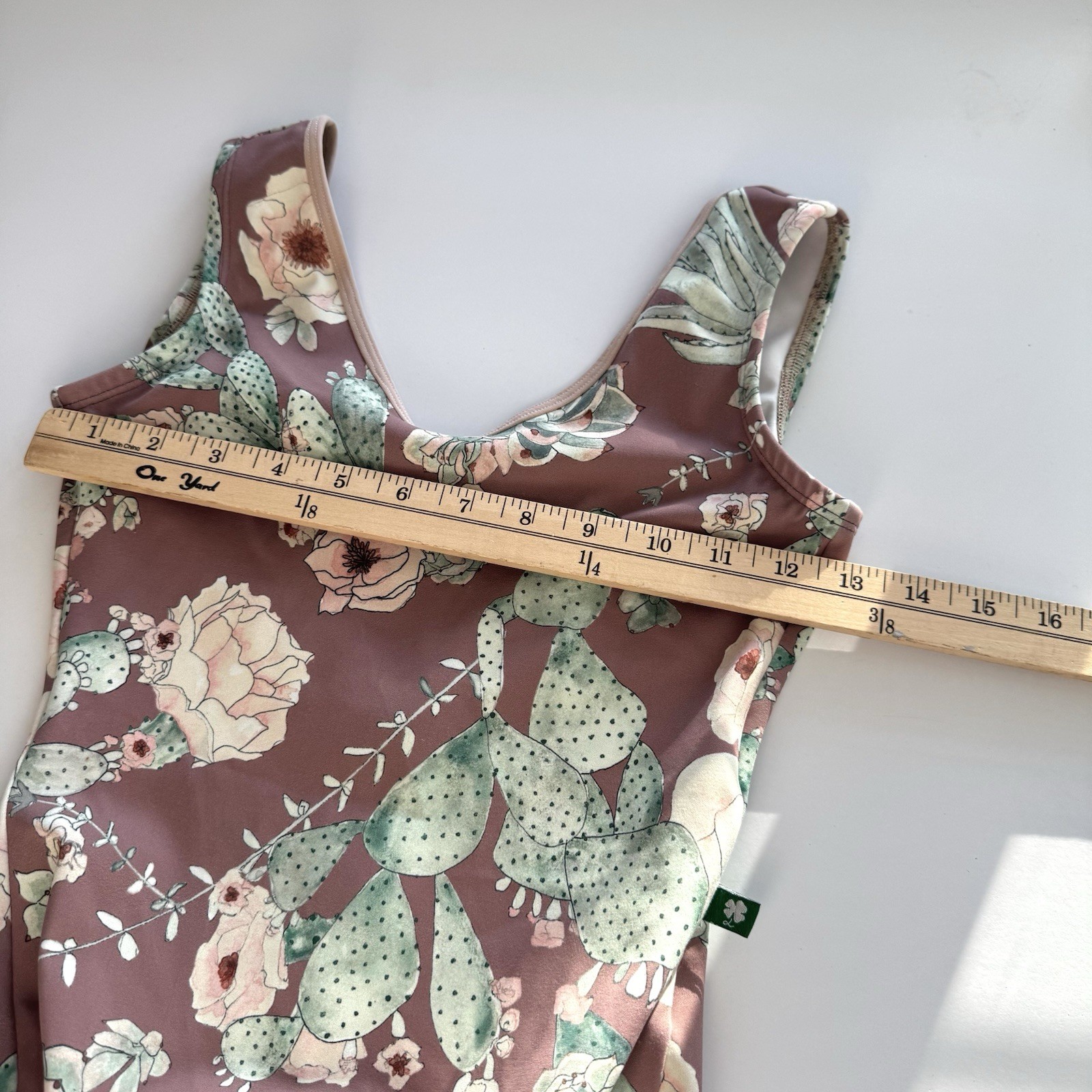 Luckyleo dancewear leotard One Piece Open Back Sz S Dusk Rose cactus Floral Boho