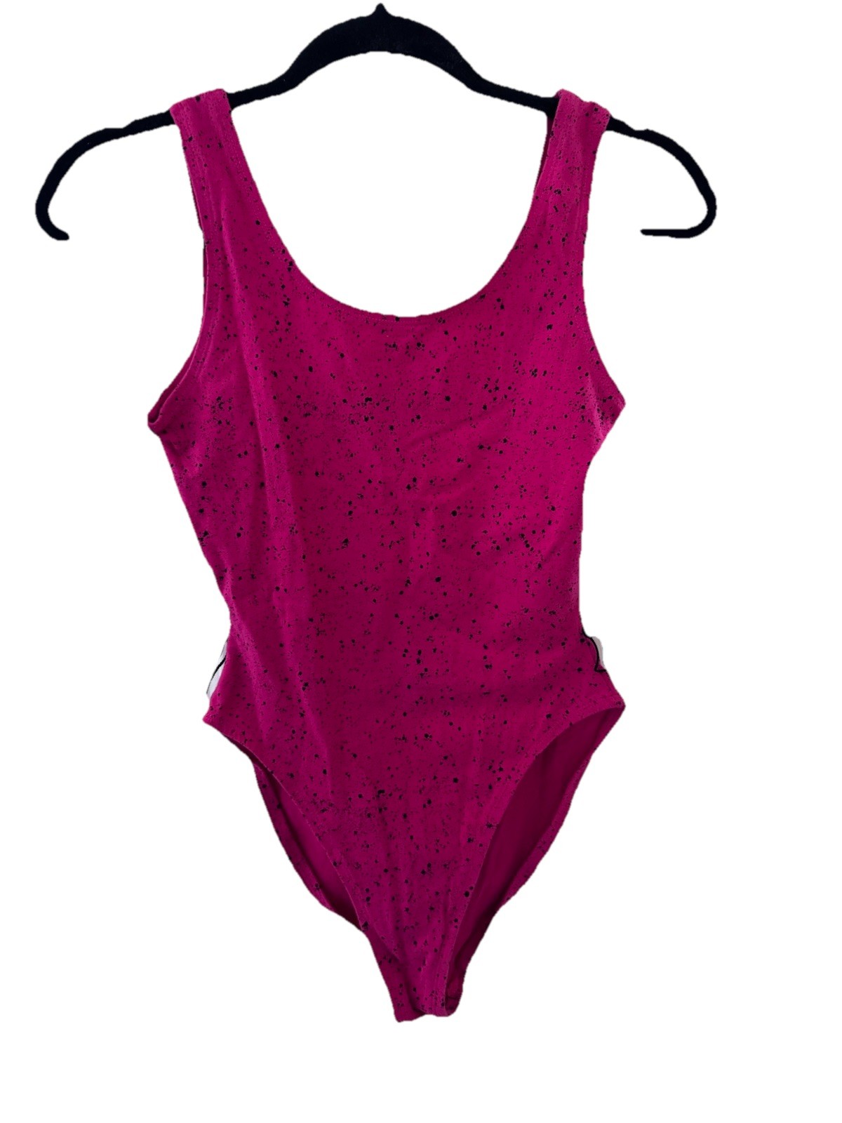 The Body Co Vintage Leotard fuchsia pink splatter pattern S/M vtg