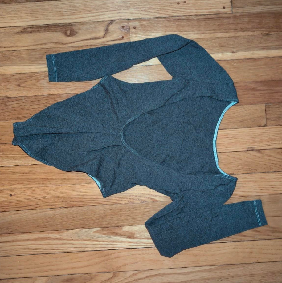 Los Angeles Apparel long sleeve leotard in grey-brown color, size M, high cut