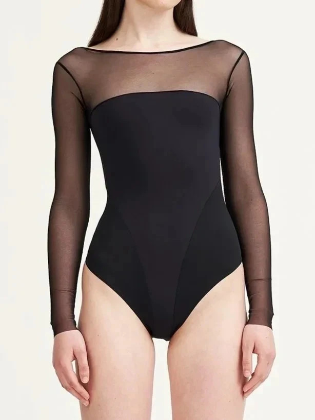 Maldire Ballet Dance Leotards Stretch Bodysuit Swimsuit Size XS Black Marchesa