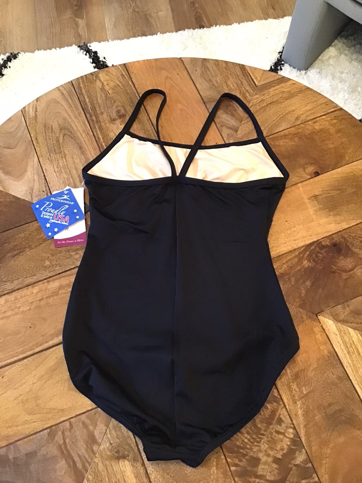 New! “Motionwear” Black Cami Dance Leotard Adult Large