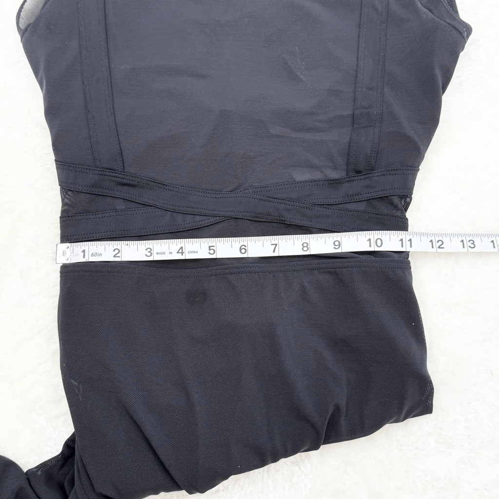 Weissman Cap Sleeve Open Back Strappy Black Unitard Size US XSA (Extra Small Adu