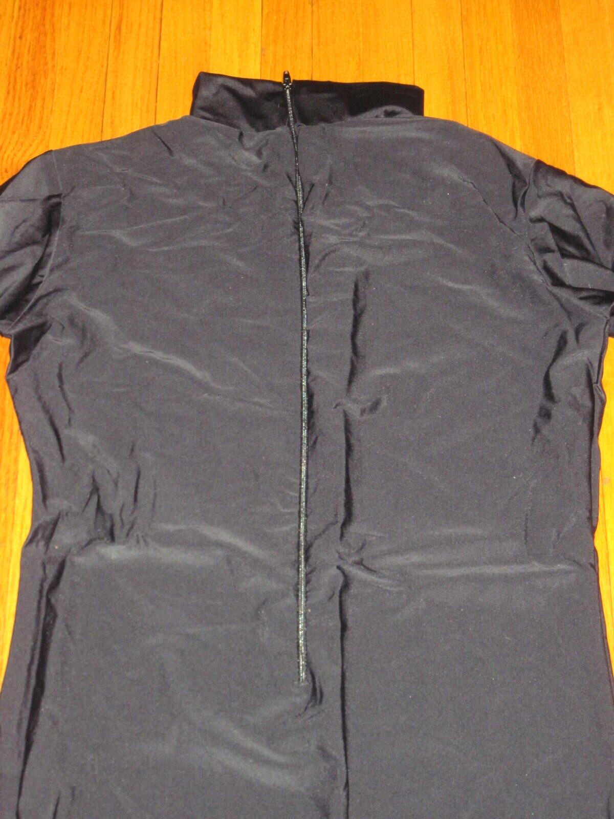 Plus Size Shiny Black Long Sleeve T Neck Footed Unitard W/Hands Sz 2XL-16-18 New
