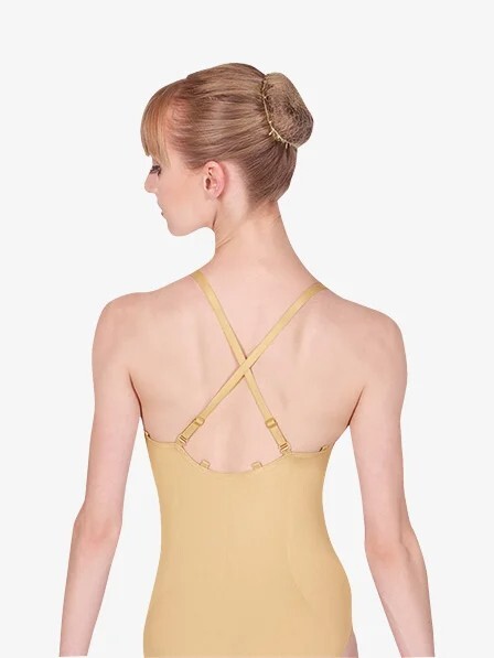 Nude Clear Strap Dance Leotard SA MA LA Costume Body Liner Caramel Tan Beige New