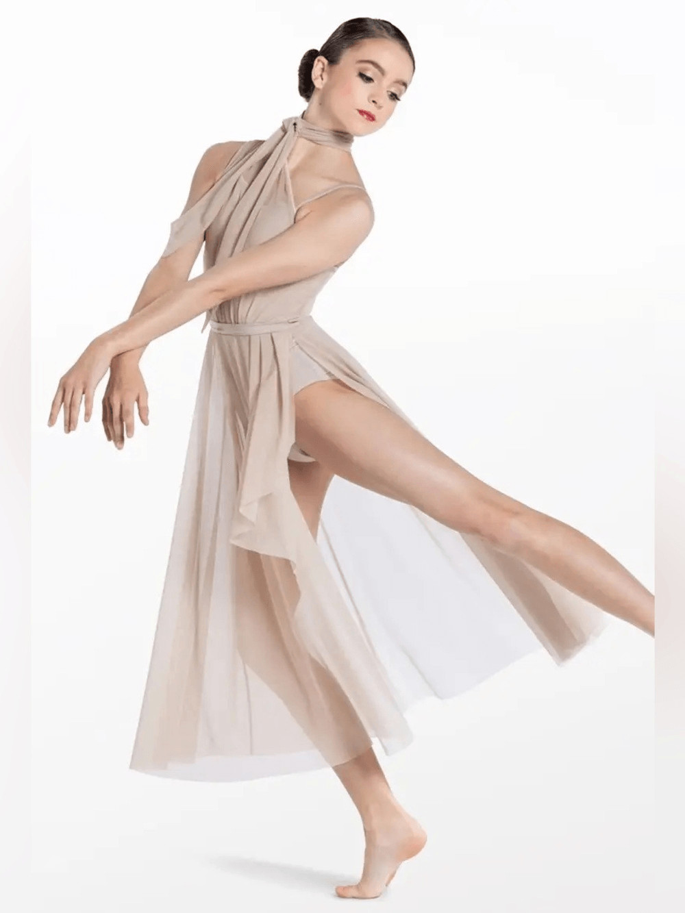 WEISSMAN Balera Dance tan nude One Shoulder lyrical contemporary D13079 SA adult