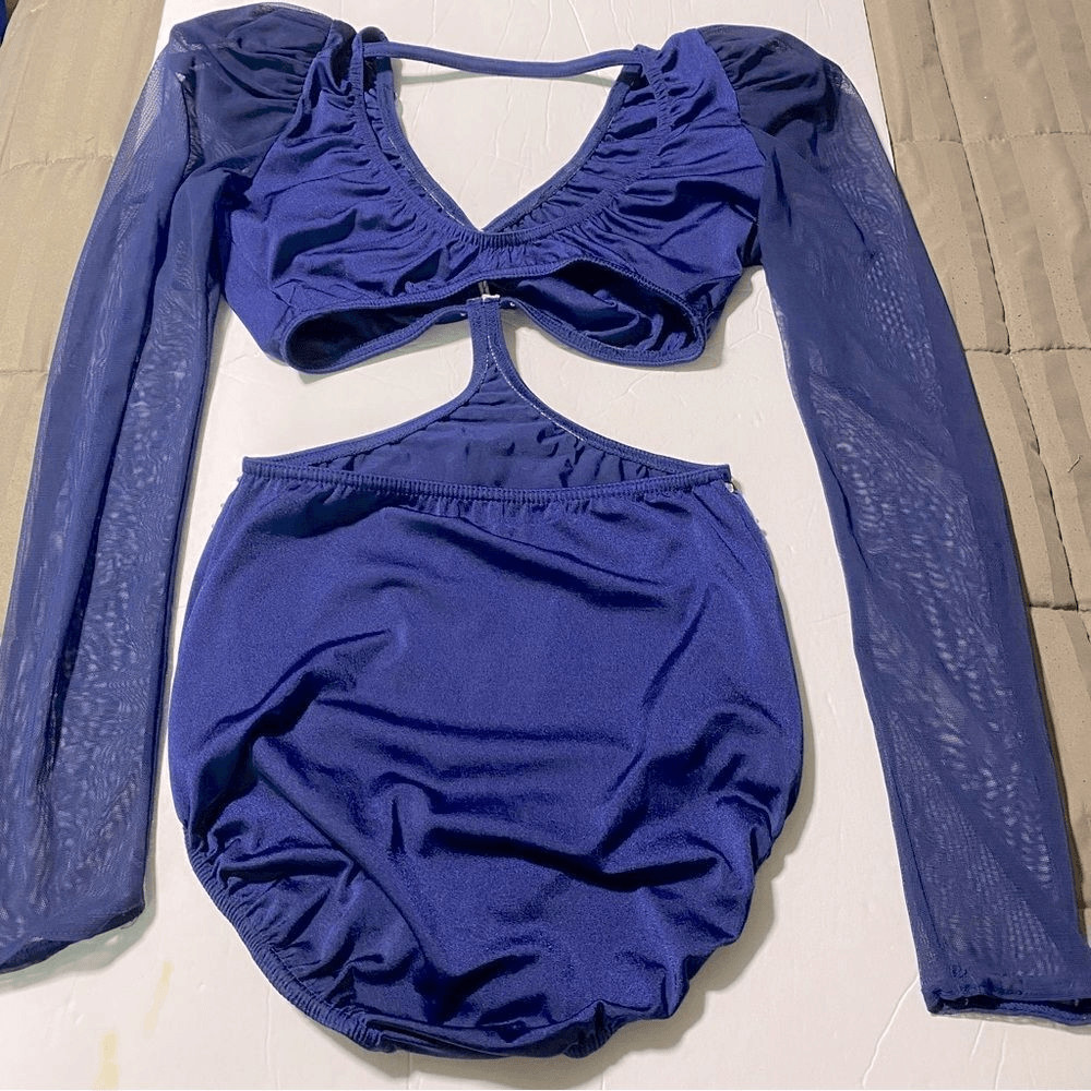 Kelle Competition Dance Costume Navy Blue Long Sleeve Lyrical Solo Adult Medium