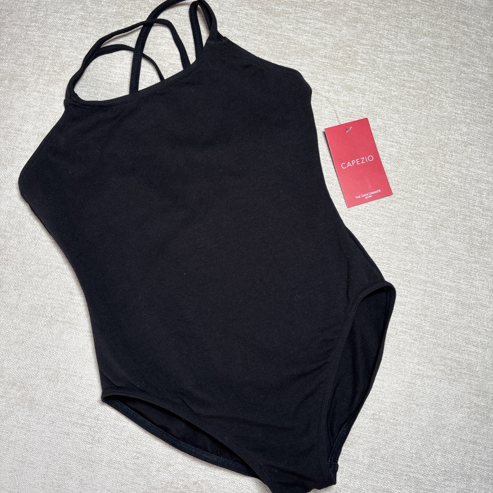 Capezio Girls Strappy Leotard Size L NWT CC123C BLK E23