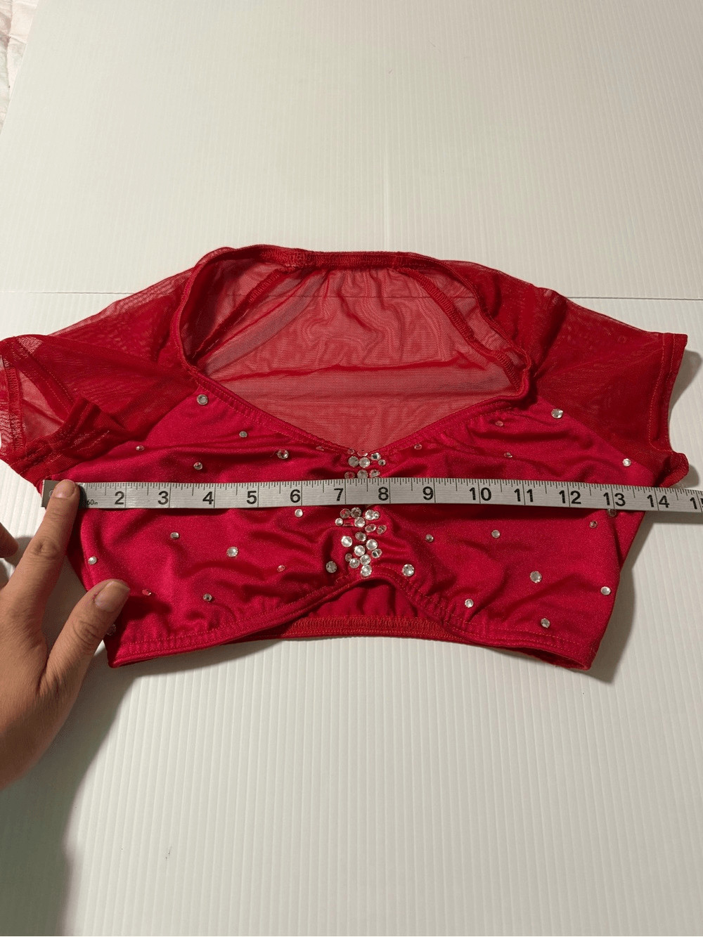 Kelle red top En Vogue Dance Costume custom rhinestone solo 2796 adult SA