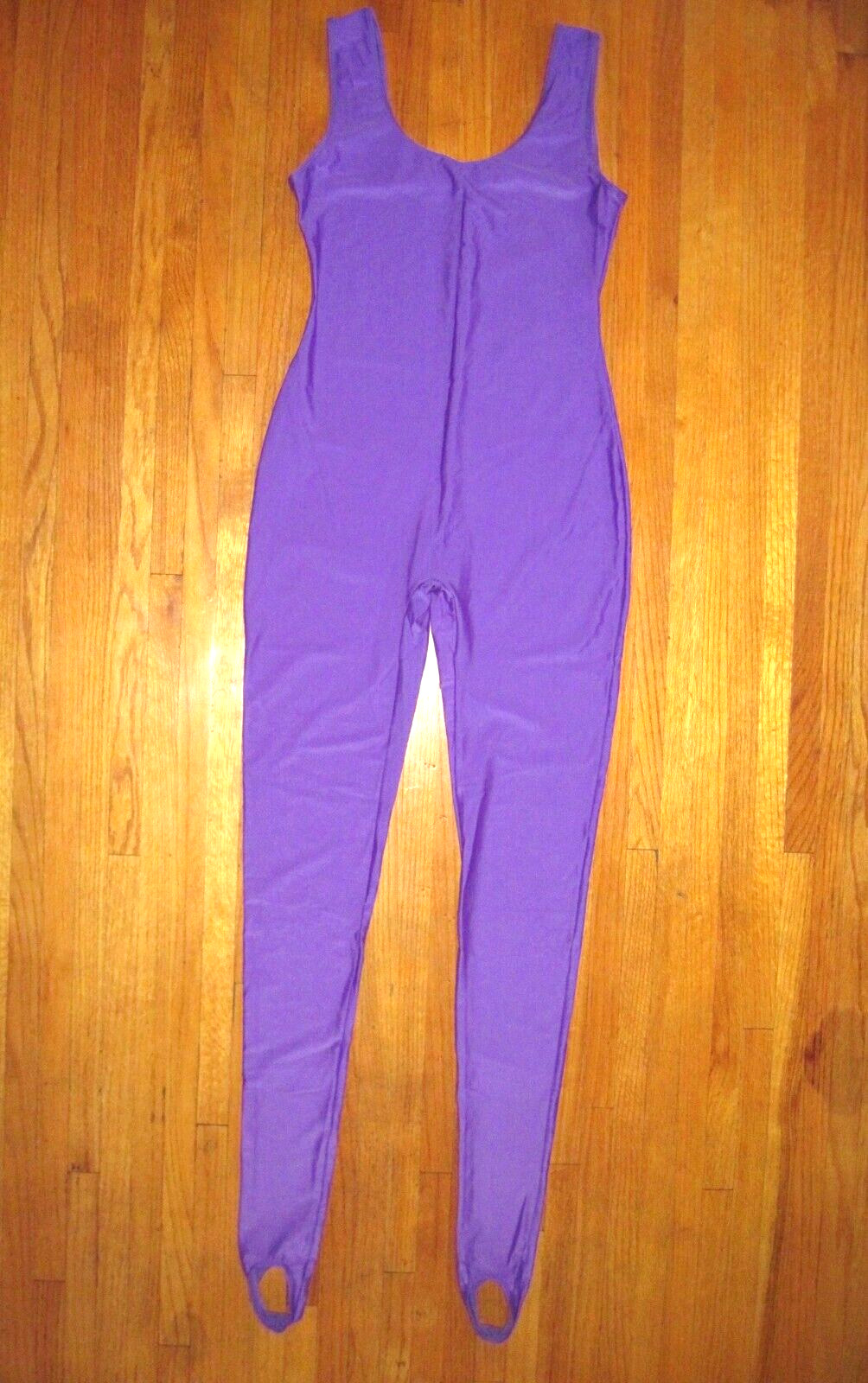 Plus Size Shiny Purple Tank Spandex Stirrup Foot Unitard Jumpsuit Sz XL-14+ New