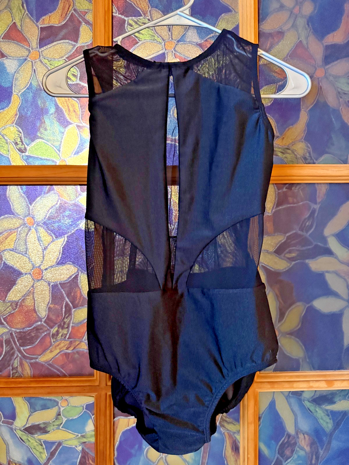 Patrick J. Design Dance Wear Dancewear ADULT LARGE Leotard Black Mesh Accents