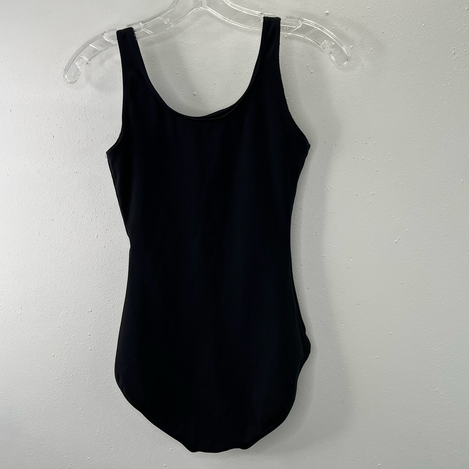 Black Leotard S Adult Sleeveless Nylon Spandex Ballet Full Coverage Scoop Neck