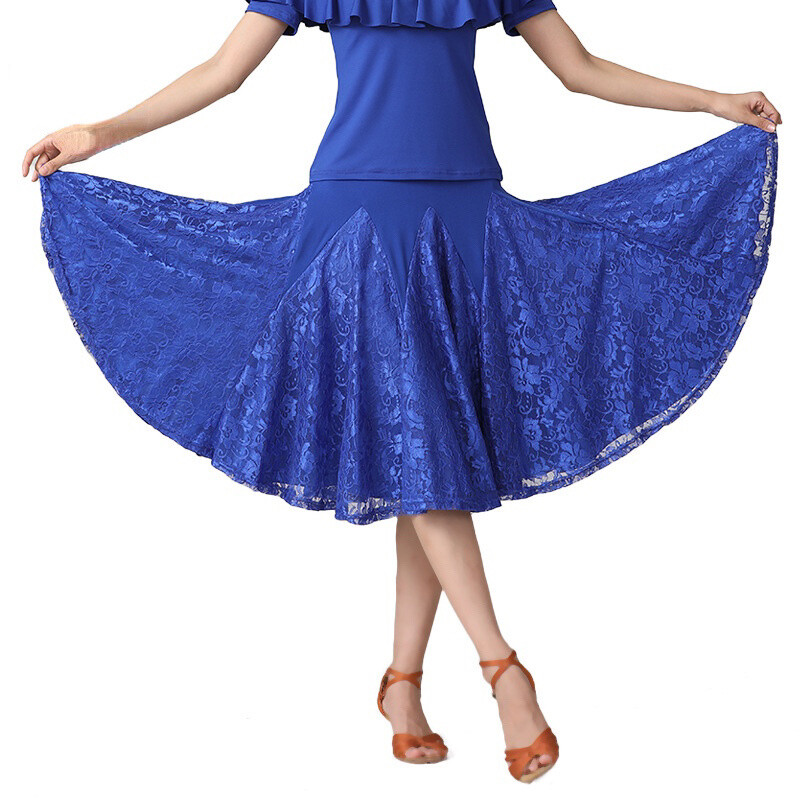 Lady Lace Midi Dancewear Ballroom Dance Skirt Latin Salsa Modern Tango Swing