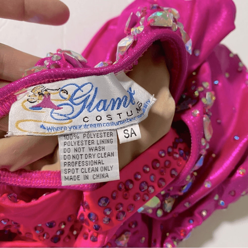 Glamour solo dance costume hot pink sassy contemporary jazz bling SA-Small adult