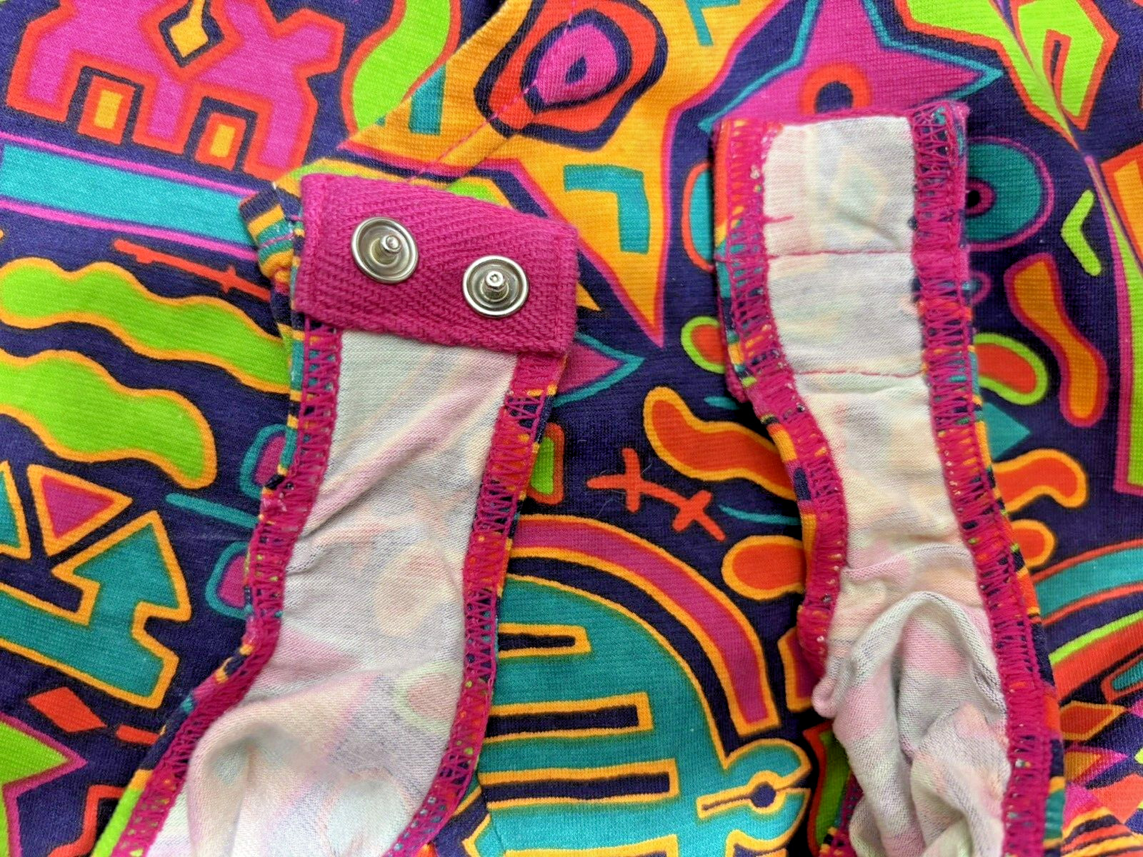 Vintage 80s 90s Anne Klein II Neon Abstract Bodysuit Exercise Gym Leotard Small