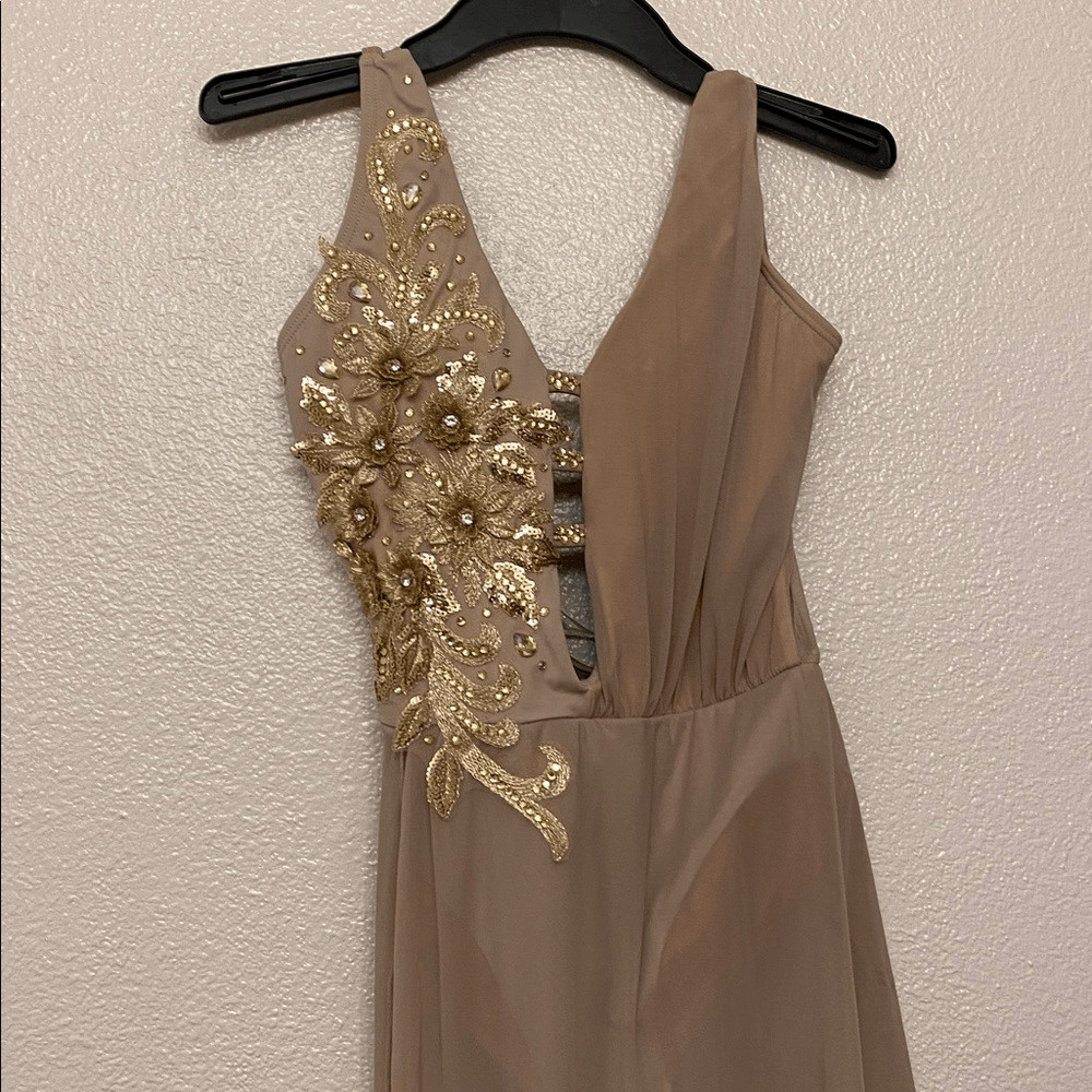 Tenth House solo custom 2 Die 4 Dance costume mauve tan maxi EPIPHANY TD23416 SA
