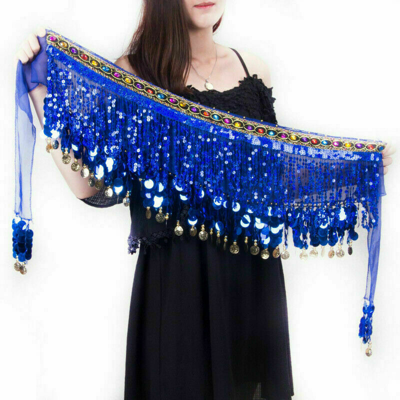 Women Belly Dancing Hip Scarf Wrap Tribal Belt Skirt Chain Fringe Tassel NR9