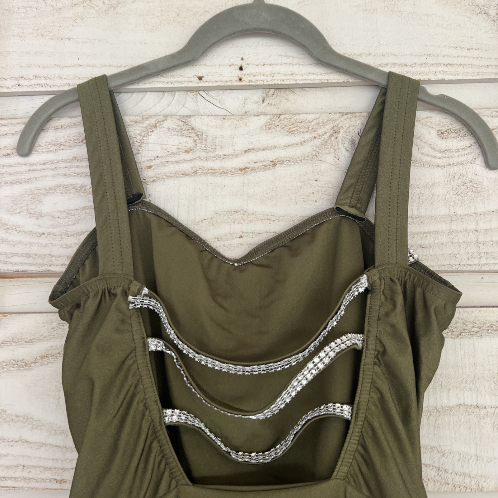 Kelle custom dance solo lyrical costume olive green MA Medium Adult