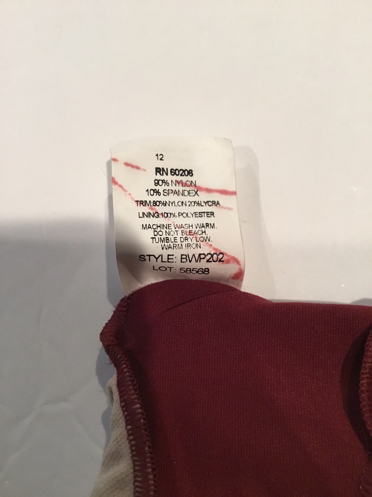 New, Adult Women’s Body Wrappers, Burgundy, Size XL