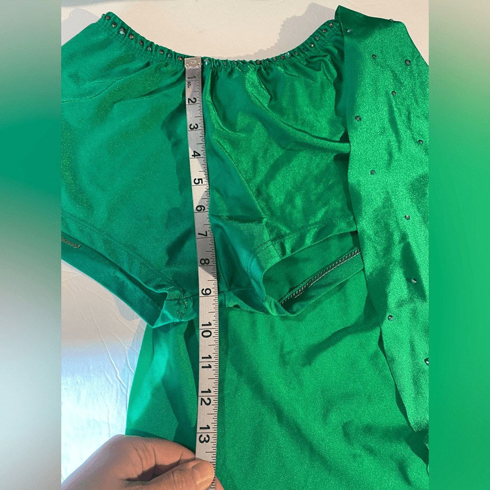 Pumpers solo Custom Kelly Green dance costume leotard 2 piece MA-Medium adult