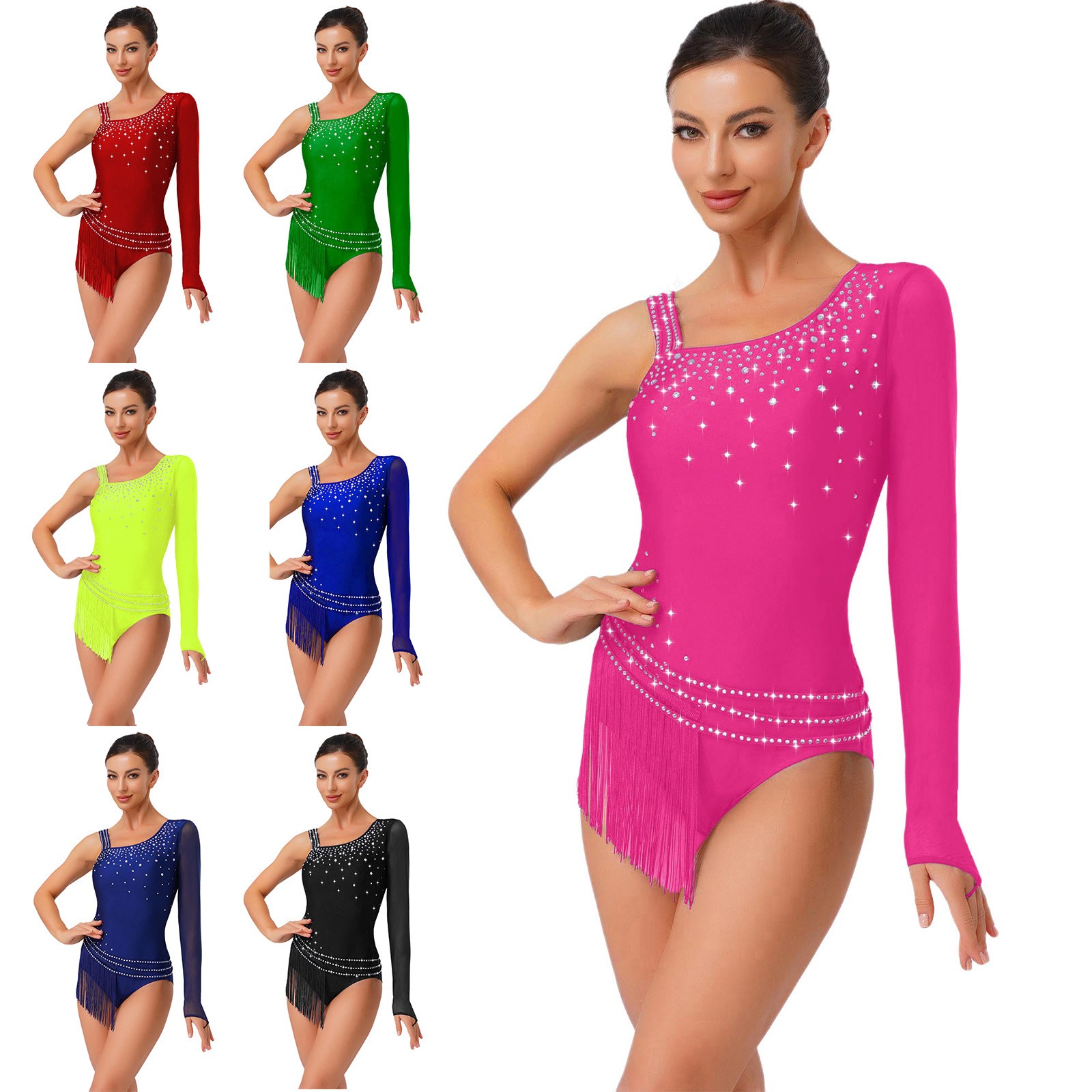 US Women Fringe Gymnastics Leotard Figure Skating Leotard Ballet Dance Costume
