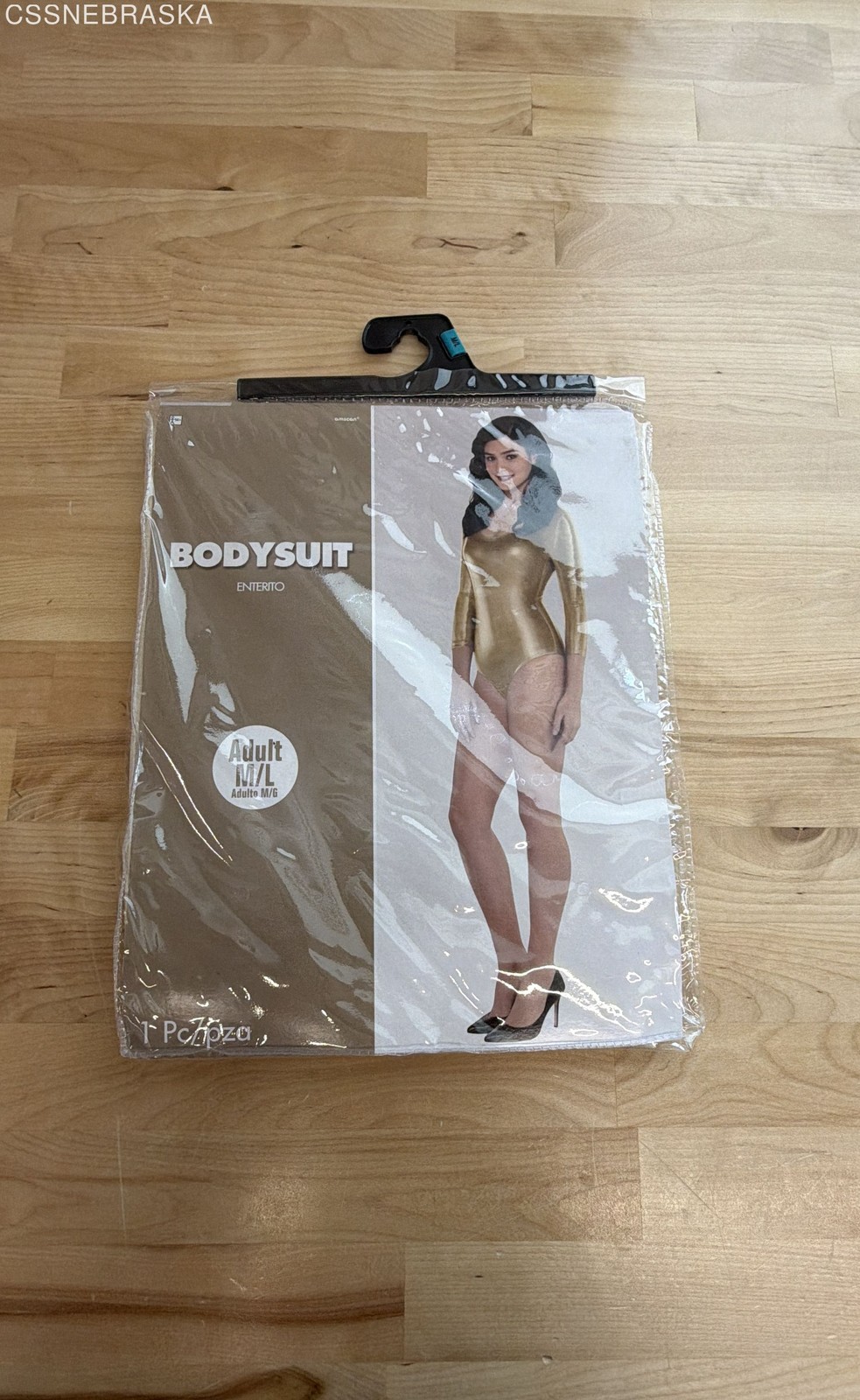 Amscan Women’s Gold Metallic Long Sleeve Bodysuit Costume Accessory Sz M/L