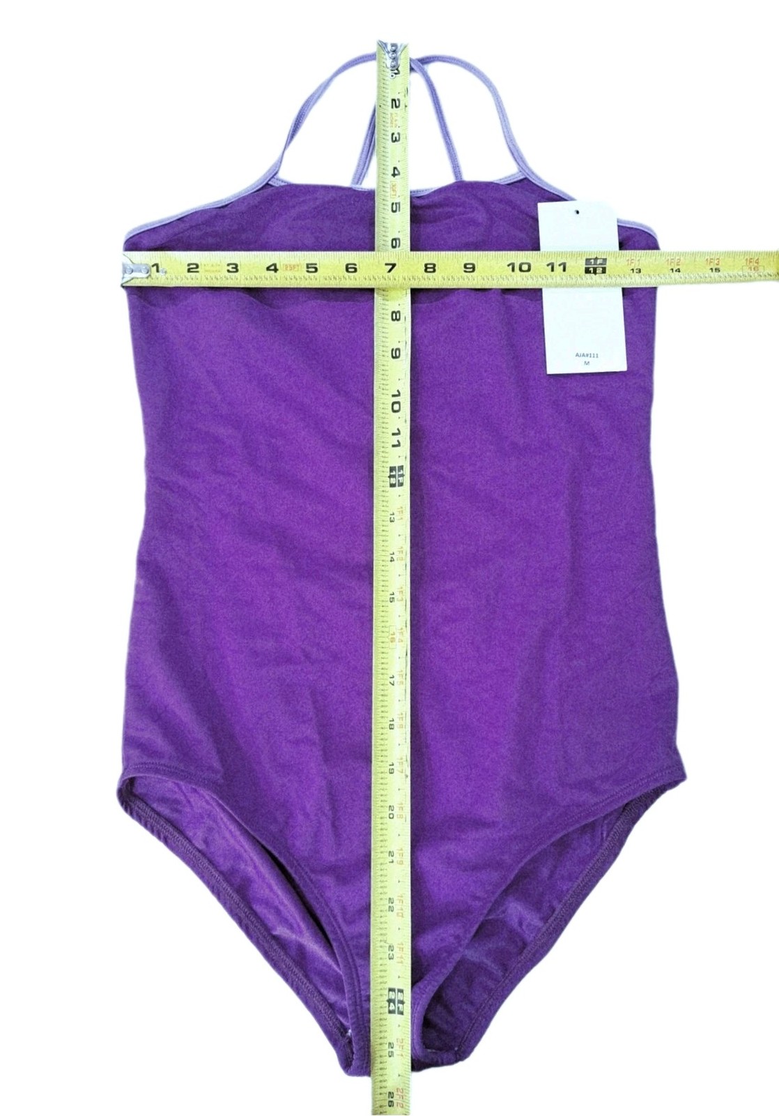 Aja VTG Keyhole Cutout Crossback Tank Leotard Purple Strappy Reversible Strap AM