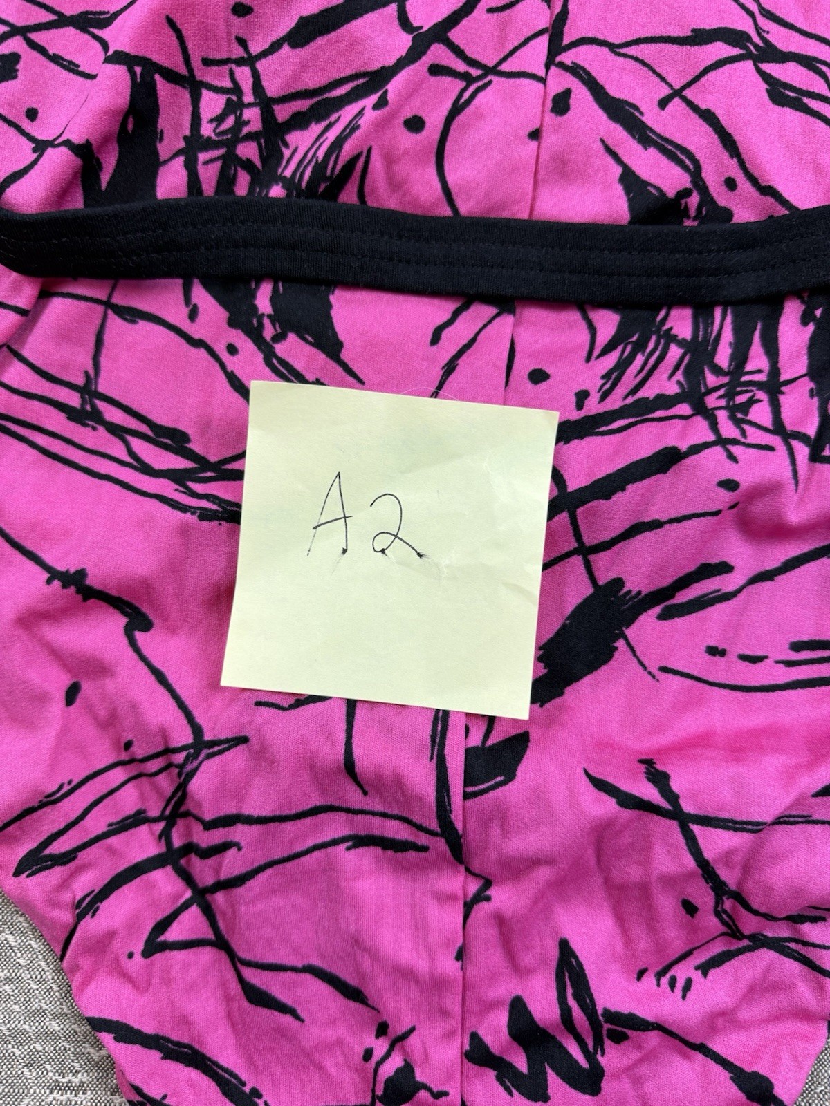 Authentic Vintage 1980s Neon Hot Pink And Black Belted Graffiti Leotard Swimsuit