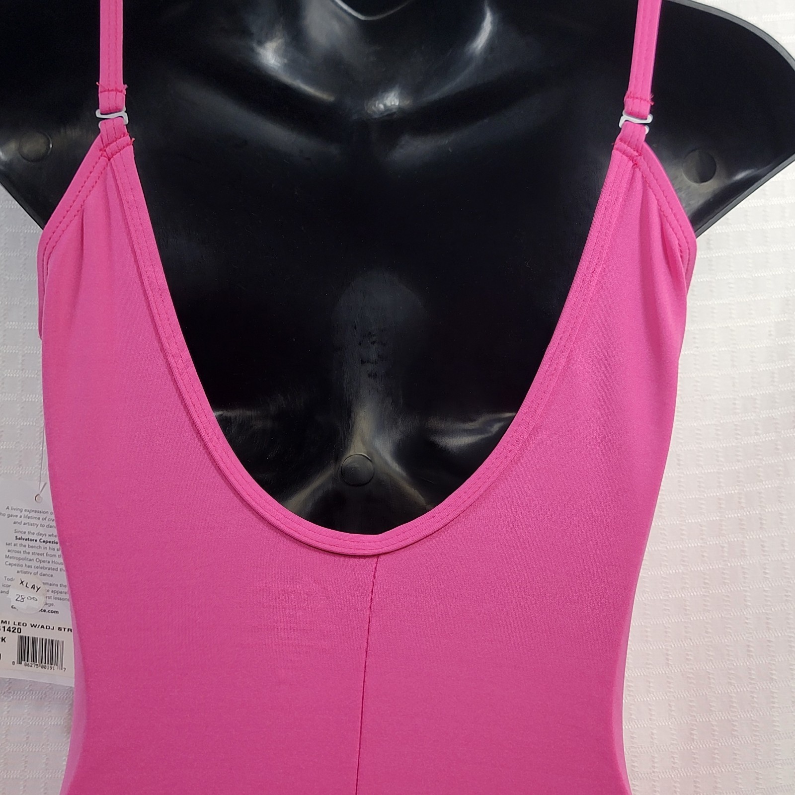 Capezio Hot Pink Team Basics Leotard Adjustable Straps V-front & V-back SZ LA