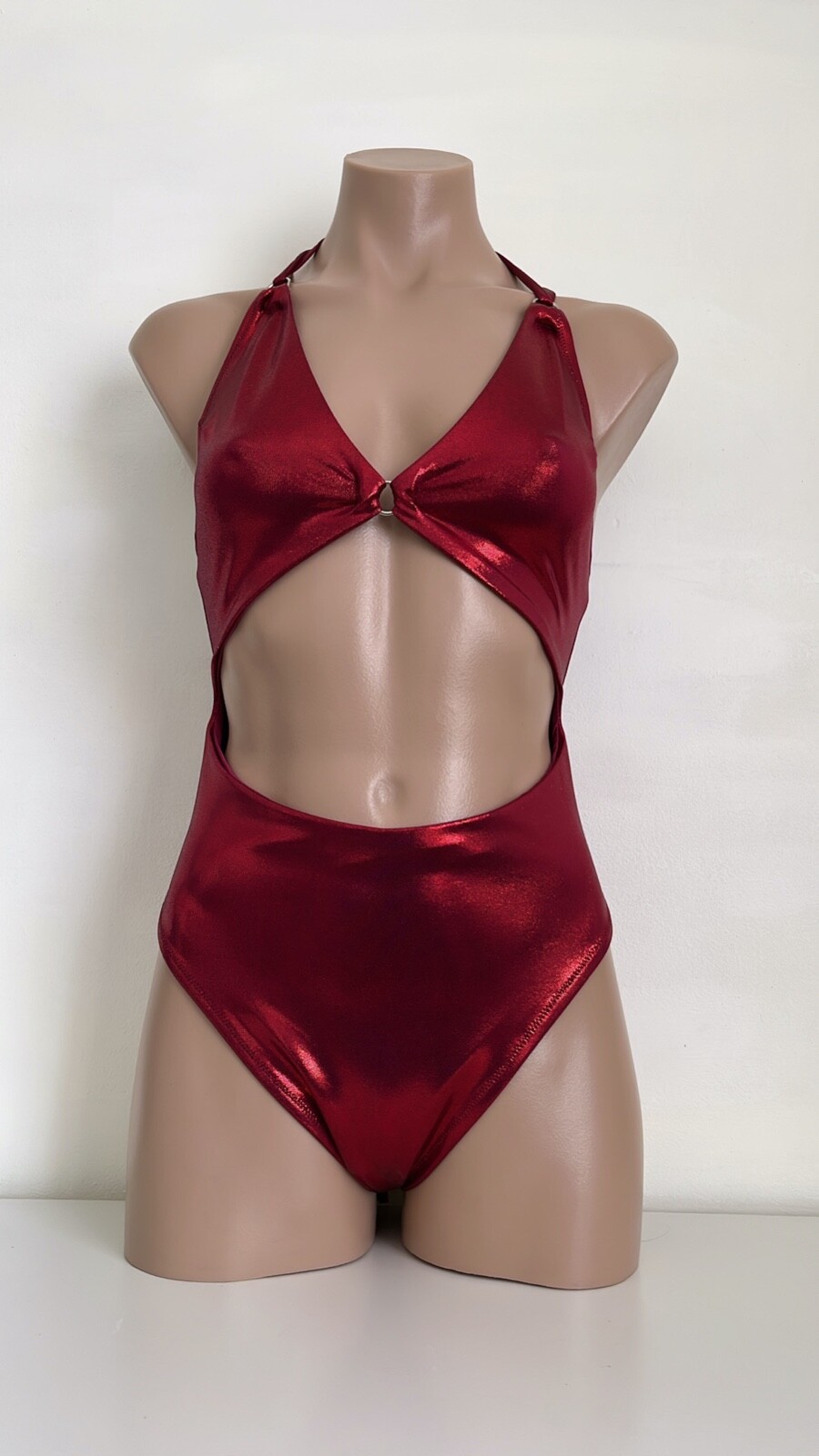 Schminke👙 ring monokini high waist pole dance wear hologram bodysuit wet look