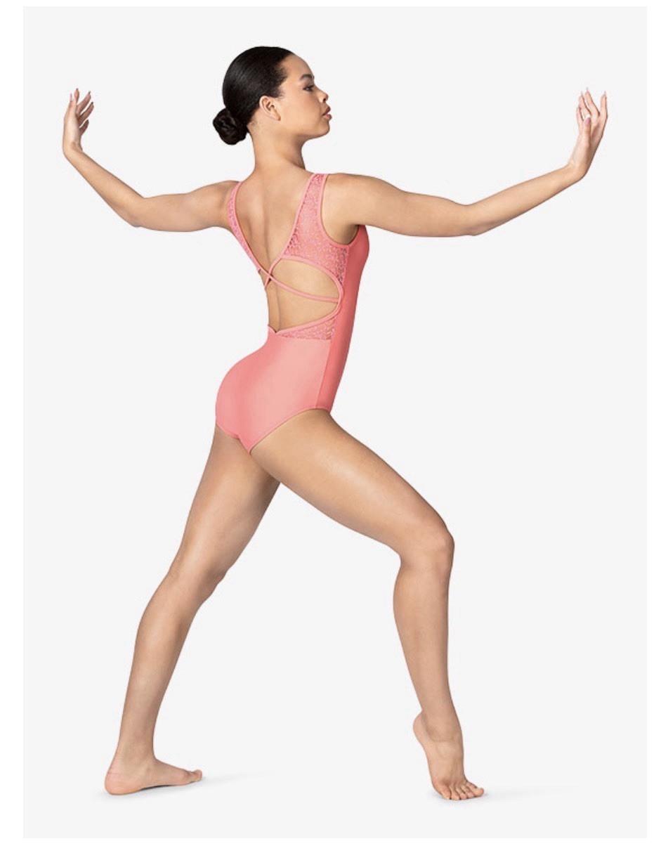 NWT Womens Peach Strappy Lace Back Dance Leotard Medium BT5514 Retails $50 (A5)