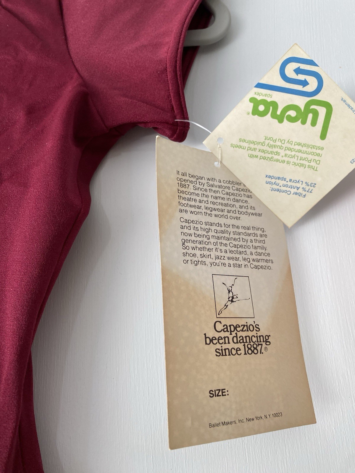 NIP New Vintage Capezio Dance Burgundy Red Leotard Adult Large 80s