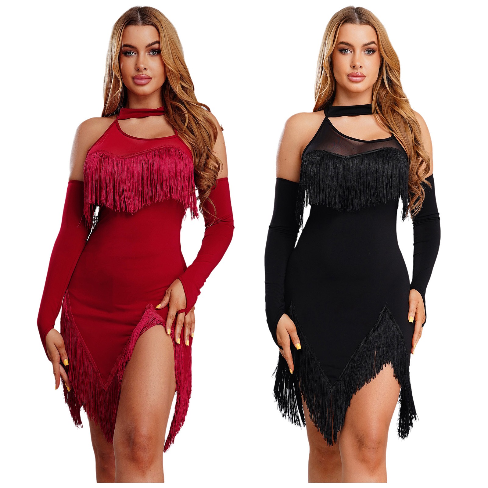 Womens Dancewear Halter Dress Rock Swing Outfits Tournament Costume Sleeveless