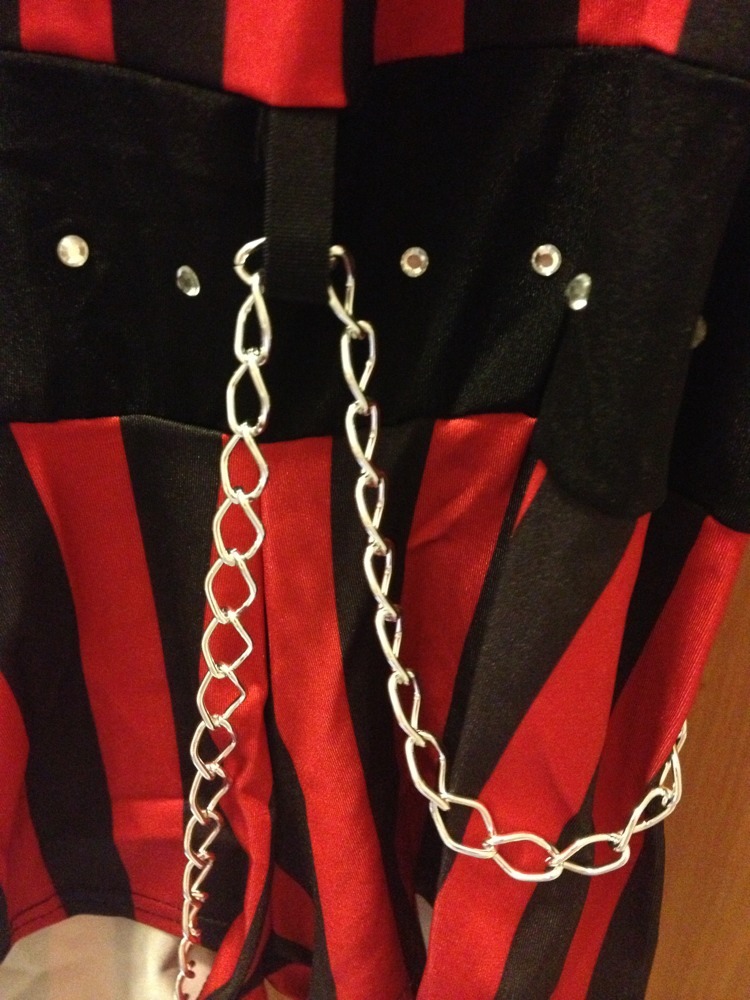 (S) DANCE COSTUME, RED BLACK TAP JAZZ, COMPETITION “THE APPLAUSE” Chains