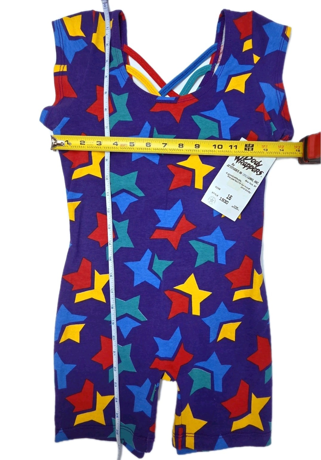 Body Wrappers VTG Rainbow Stars Strappy Keyhole Cotton Biketard CXL/ Adult XS