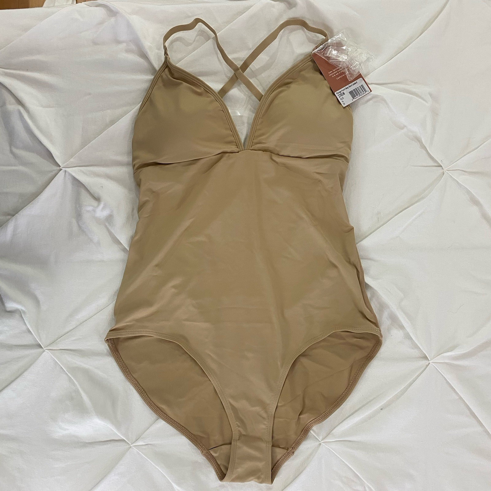 Leotard Nude Clear Strap by Capezio w/ padded bra XL Women’s Dance Costume