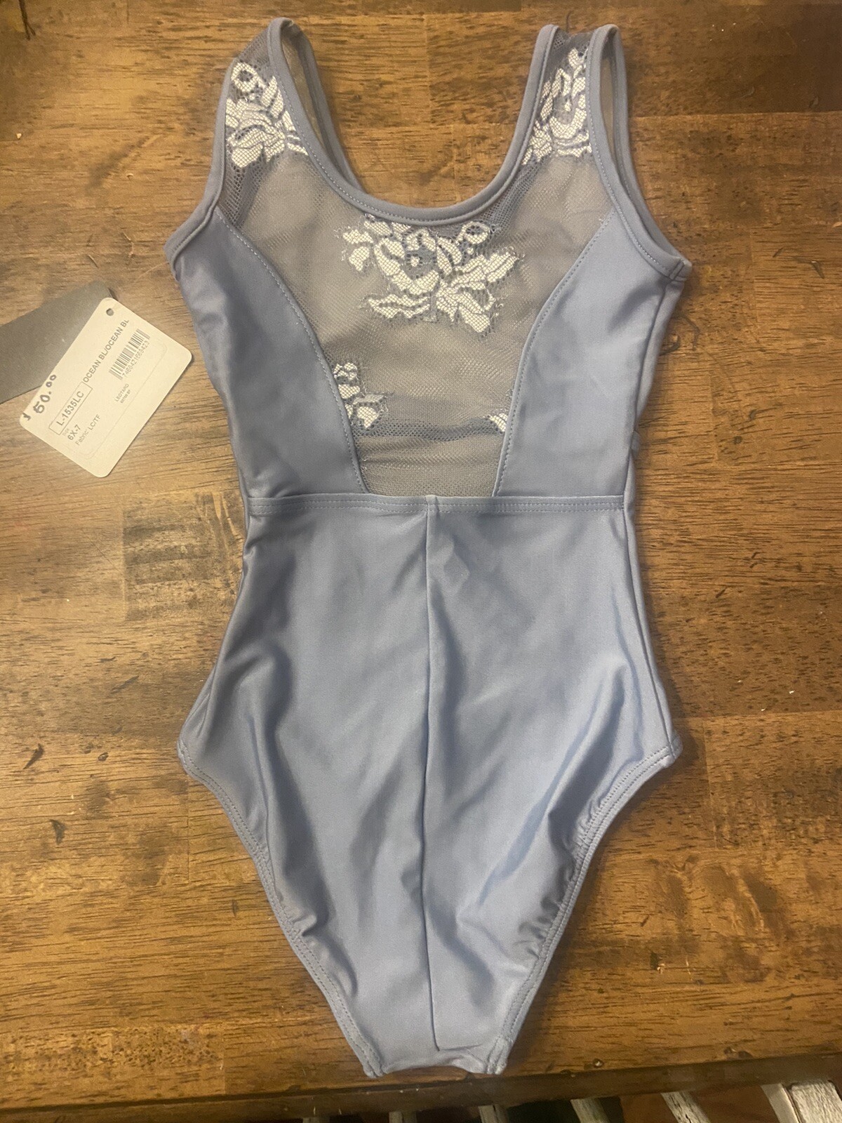 So Danca Girls Lace V-neck Tank Leotard, Blue, Size 6x-7 NWT
