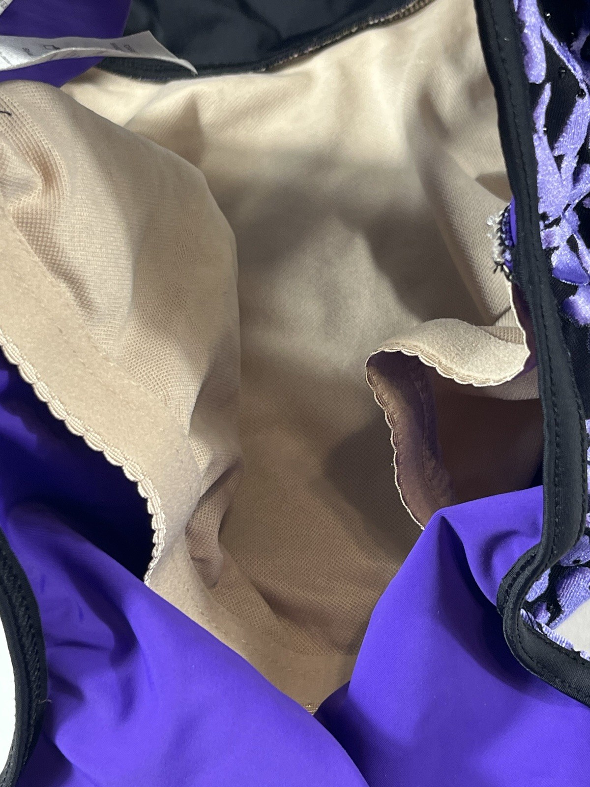 Weissman Purple Velvet High Neck Dance Leotard Sheer Skirt Adult Sm Rhinestones