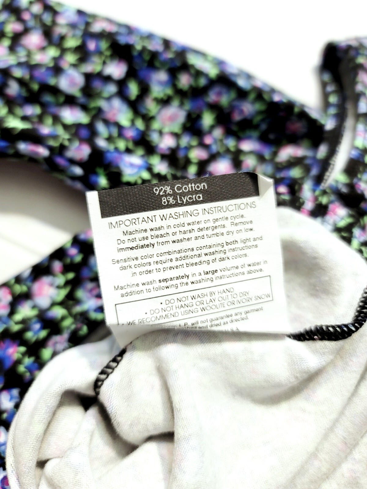 GK Elite VTG 90s Purple Floral Cotton LS Leotard Bodysuit Size AS Adult S Black