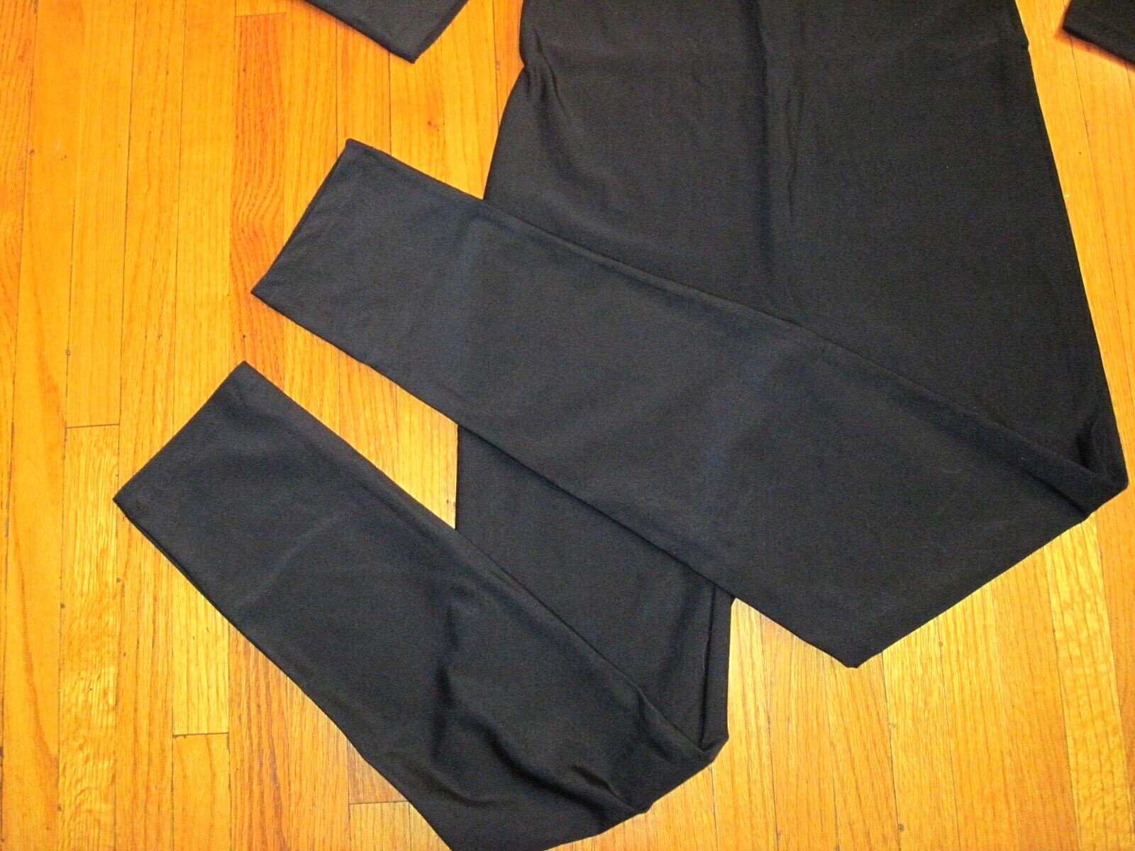 Plus Size Shiny Black Long Sleeve T-Neck Foot Less Unitard Size XL-14-16 New