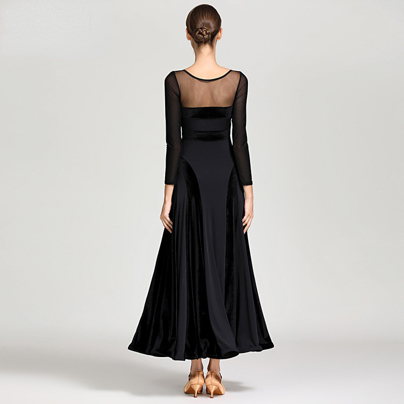 Elegant Ladies Velvet Swing Dance Dress Waltz Modern Tango Dancewear Ballroom